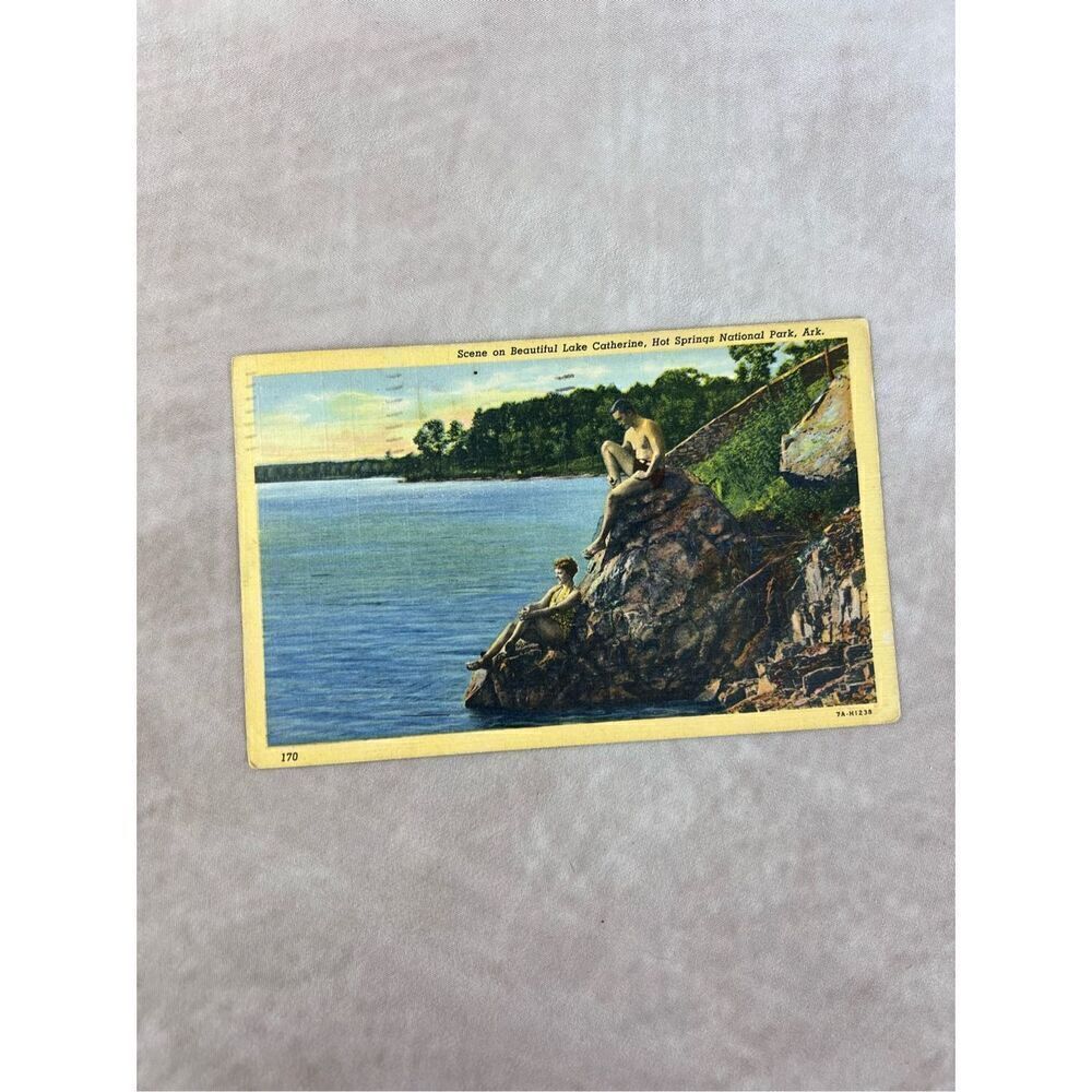 Vintage Antique 1940 Postcard~Hot Springs Arkansas~Scene on Lake Catherine Portr
